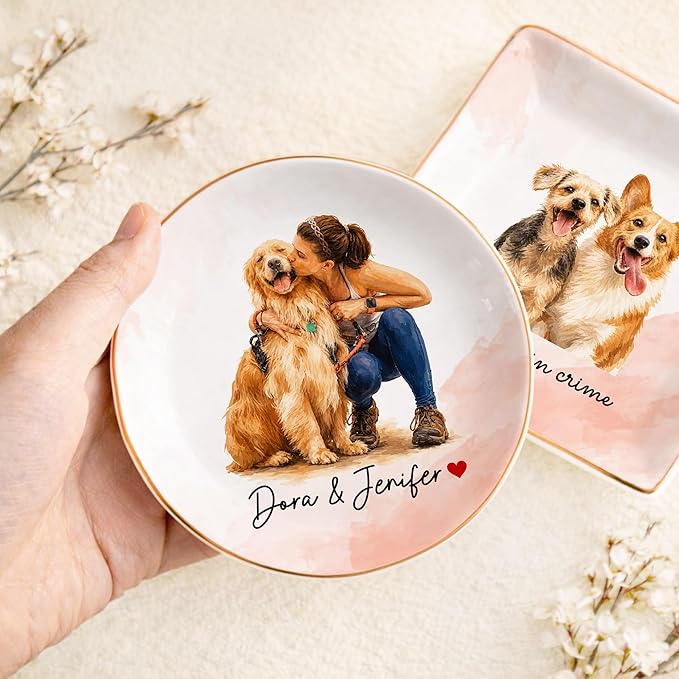 Custom Pet Portrait Jewelry Dish, Personalized Pet Portraits Painting from Photo - Image 5