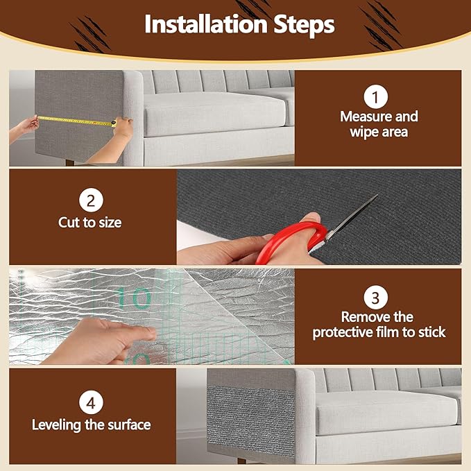 Cat Scratch Furniture Protector, 39.4"x15.8" Self Adhesive Cat Scratch Mat Pad - Image 7