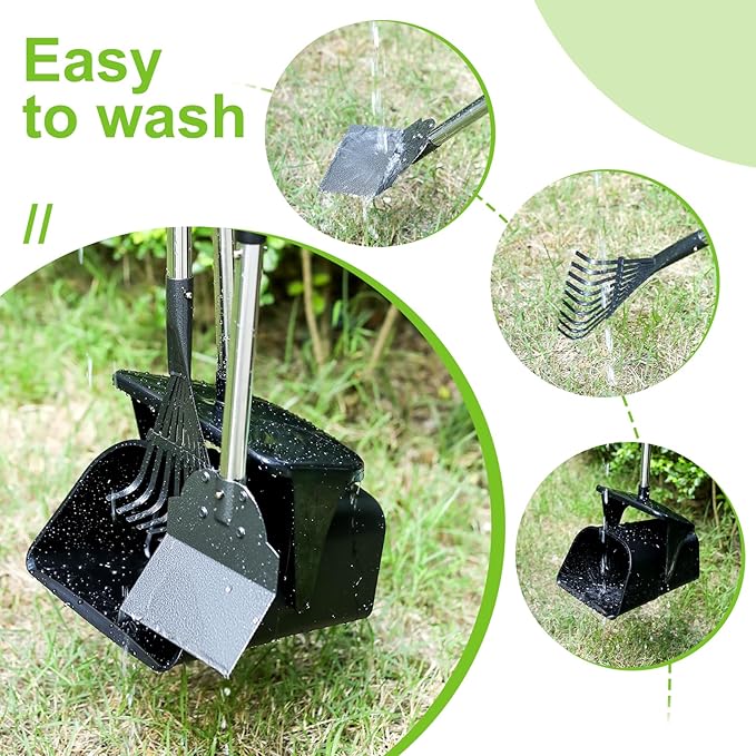 Pooper Scooper Large Swivel Bin & Rake & Spade - Image 5