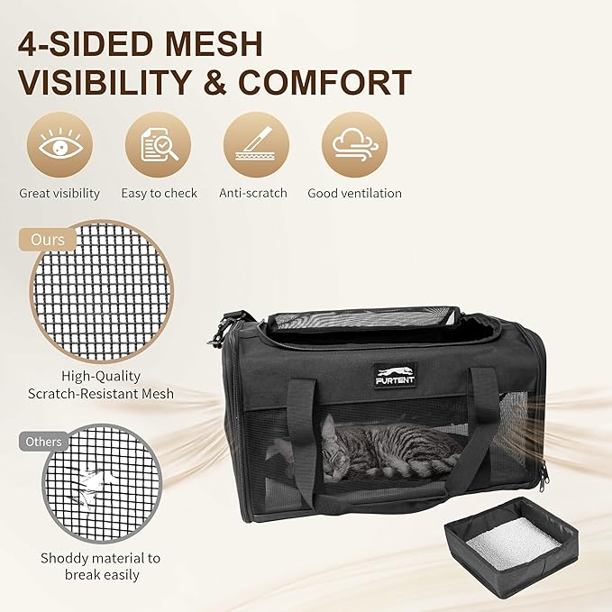 TSA Approved Pet Carrier for Small Cats and Puppies, Soft-Sided and Foldable - Image 5
