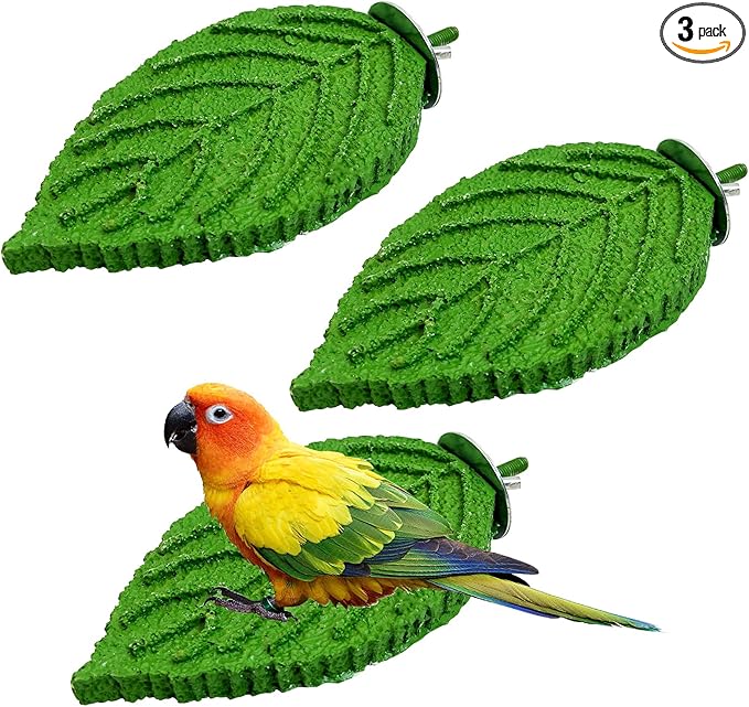 3 Pcs Parrot Perch Resin Bird Beak Grinding Stone Leaf Shape Perch Stand Foot by Apatal