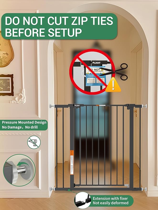 36" Extra Tall Baby Gate for Stairs, 29.5-40.5" Wide Dog Gate for Doorways - Image 9