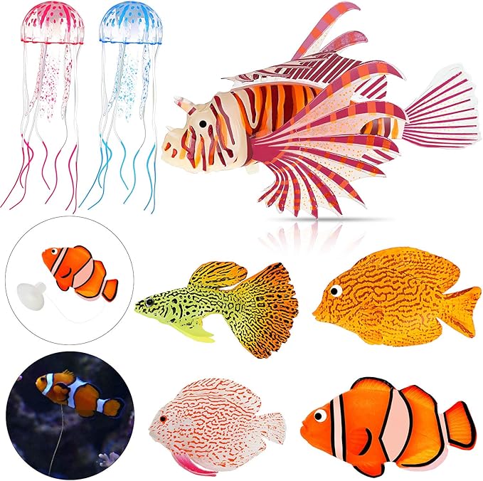Weewooday 7 Pieces Artificial Fish Colorful Fake Fish Glowing Effect Aquarium by Weewooday