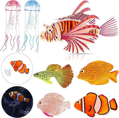 Weewooday 7 Pieces Artificial Fish Colorful Fake Fish Glowing Effect Aquarium by Weewooday