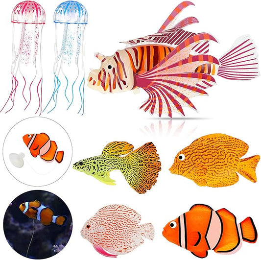Weewooday 7 Pieces Artificial Fish Colorful Fake Fish Glowing Effect Aquarium by Weewooday