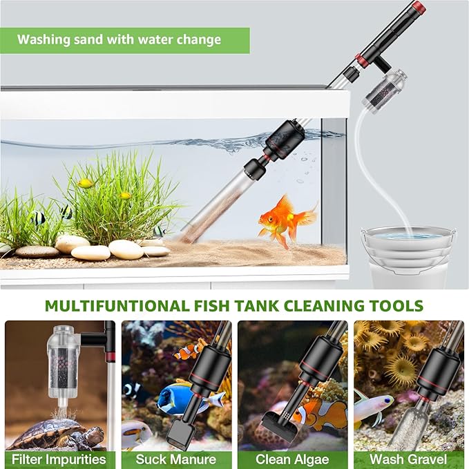 Electric Aquarium Vacuum Gravel Cleaner: 24W Fish Tank Vacuum Gravel Cleaner - Image 2