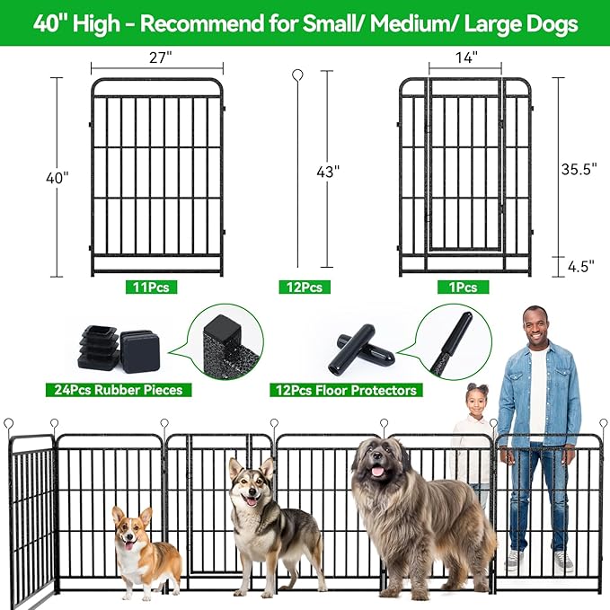 Kfvigoho Heavy Duty Dog Playpen: 12 Steel Panels 40" Height, Square Steel Pipe - Image 5
