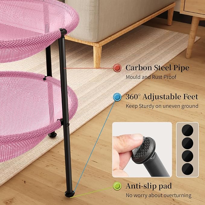 JUNSPOW Double Cat Bed Pink, Breathable Pet Bed - Image 3