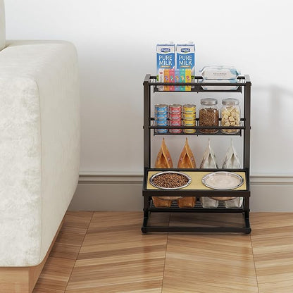 Elevated Cat Bowl Stand Feeding Station, 3-Tier Cat Food Organizer & Storage - Image 6