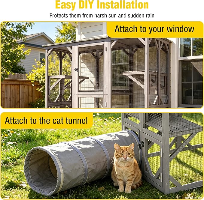 Aivituvin Walk-in Catio Outdoor Cat Enclosure, Weatherproof 3-Tier Kitty Condo - Image 5