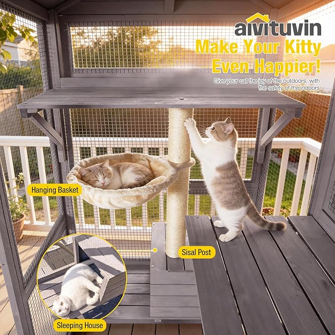 Aivituvin Catio Cat Enclosure Large Window Cat House - Image 6