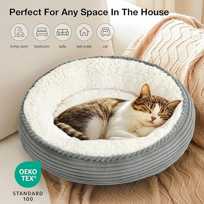 Love's cabin Round Donut Cat and Dog Cushion Bed, 20in Pet Bed - Image 5