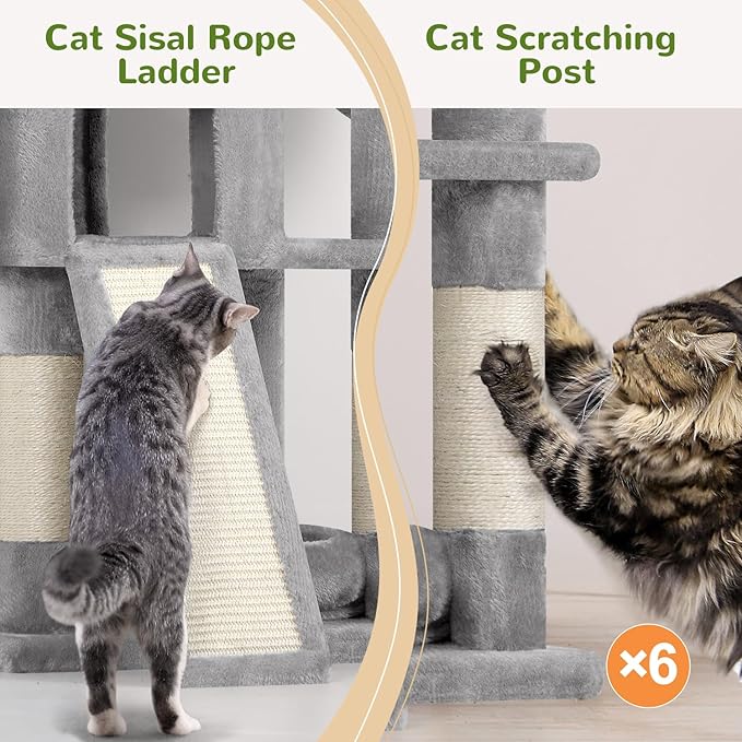 Globlazer Heavy Duty Cat Trees for Large Cats, Sturdy 72in Maine Coon Cat Tree - Image 6