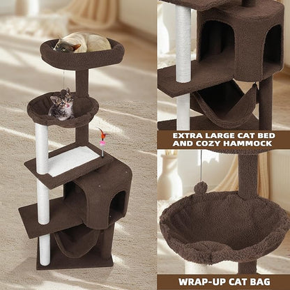 YUNIQUE Cat Tree with Cat Condo Scratch Posts Scratch Tablet and Big Hammock - Image 5