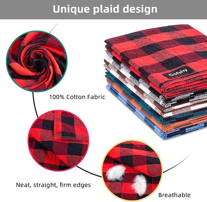 Boy Dog Bandana Large- Blue Black Dog Scarf Buffalo Plaid Printing Adjustable - Image 3