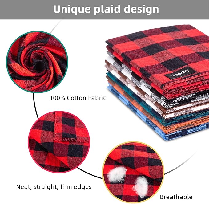 Christmas Dog Bandana Large- Red Black Dog Scarf Buffalo Plaid Printing - Image 3