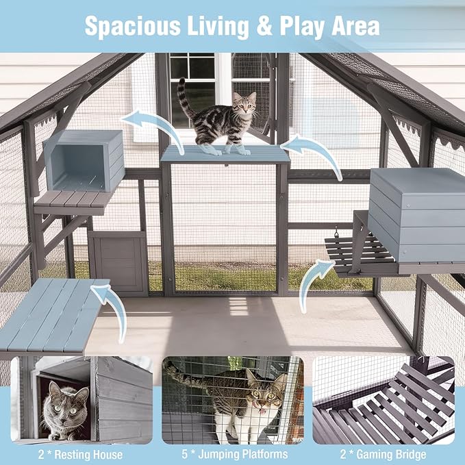 Large Catio Outdoor Cat Enclosure, 74’’ Cat House - Image 5