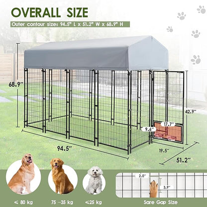 8x4x6 FT Dog Kennel Outdoor for Large Dogs, Dog Enclosure Dog Cage Pet House - Image 3