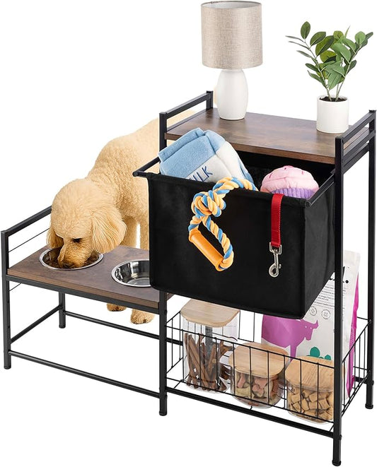 Elevated Dog Bowls with Storage by PETMAKER
