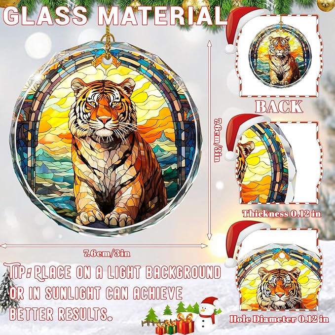 Tiger Stained Glass Ornament, Animal Ornaments - Image 2