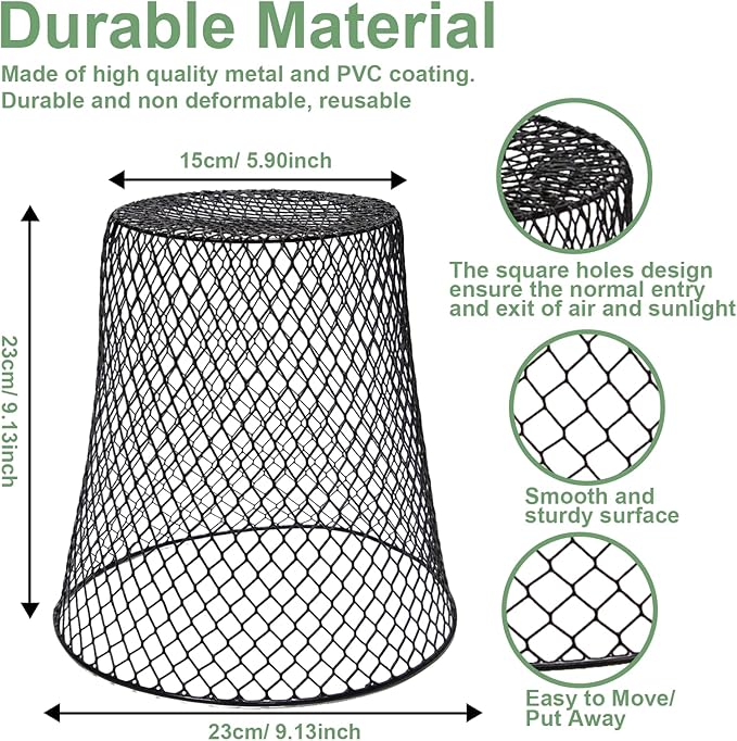10 Pcs 9.13"×9.13" Chicken Wire Cloche Plant Covers Garden Netting Metal Heavy - Image 2
