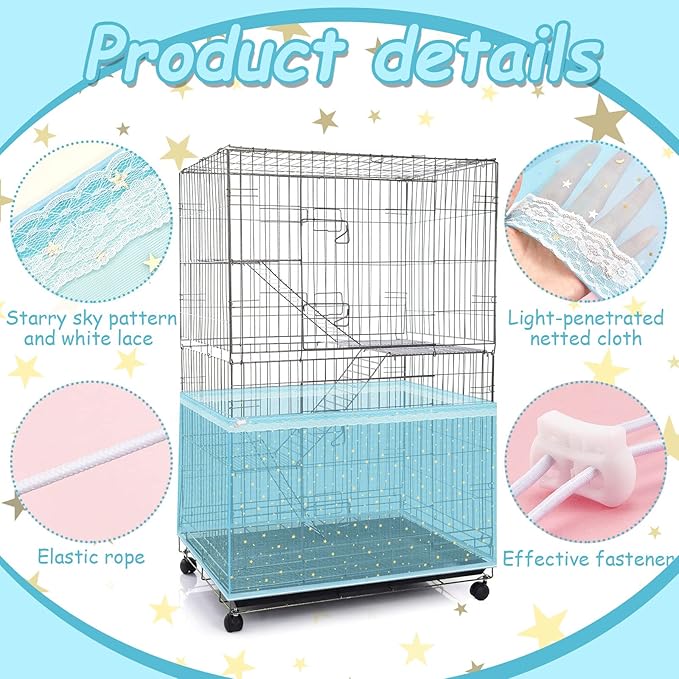 Shappy Large Bird Cage Cover, Bird Cage Seed Catcher, Adjustable Star Pattern - Image 3