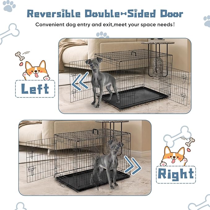 DUMOS Dog Crate, 36 Inch Medium Double Door Dog Cage - Image 4