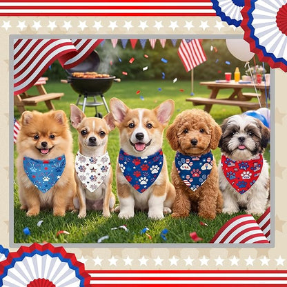 50 Pcs Patriotic Paw Print Dog Bandanas Bulk 4th of July Bandanas - Image 6