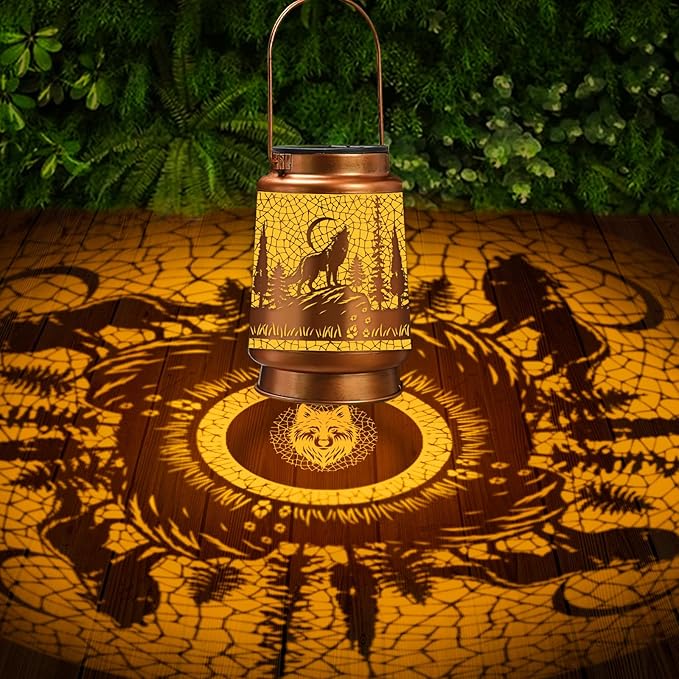 Wolf Solar Lanterns Outdoor Waterproof, Wolf Gifts by Romart