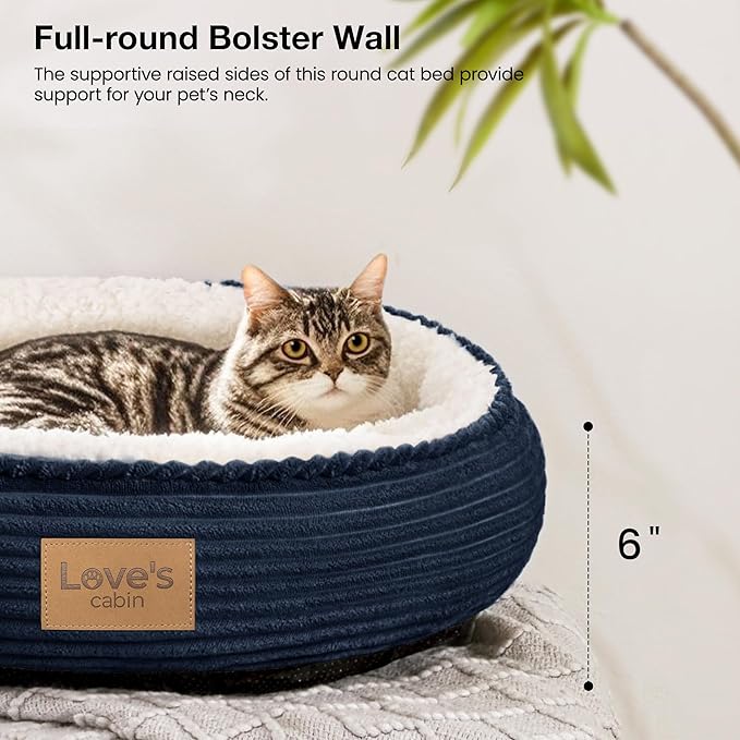 Love's cabin Round Donut Cat and Dog Cushion Bed, 20in Pet Bed - Image 5