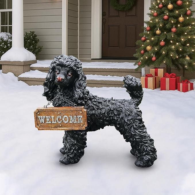 Black Poodle Dog Garden Statue - Image 6