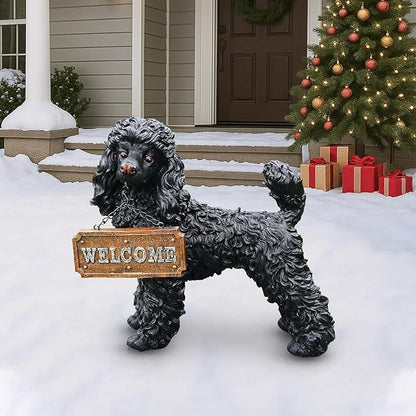 Black Poodle Dog Garden Statue - Image 6