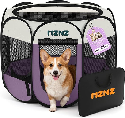 Dog Cat Playpen, Portable Puppy Pet Crate Indoors by MZNZ