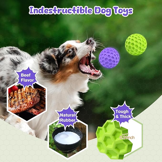 Squeaky Dog Toys for Aggressive Chewers, Indestructible Dog Balls for - Image 3