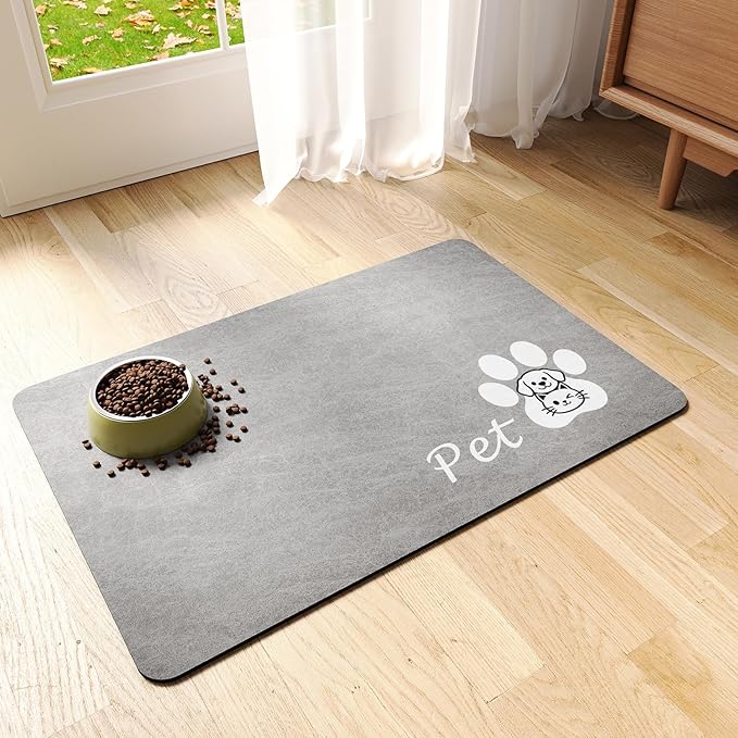Dog Cat Feeding Mat-Absorbent Pet Bowl Mat by RUEYA
