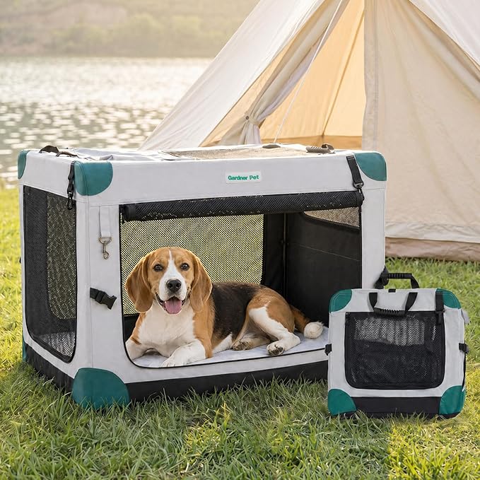 Gardner Pet 30 Inch Folding Soft Dog Crate -3 Door Collapsible Dog Crate by GardnerPet