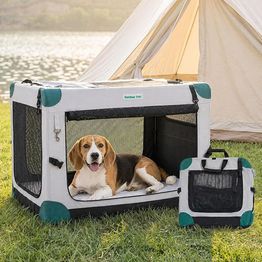 Gardner Pet 30 Inch Folding Soft Dog Crate -3 Door Collapsible Dog Crate by GardnerPet