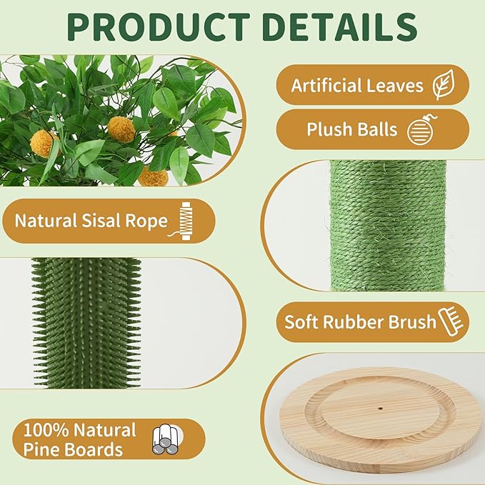Cat Scratching Post, 45 Inch Tall Cat Scratcher Tree - Image 4