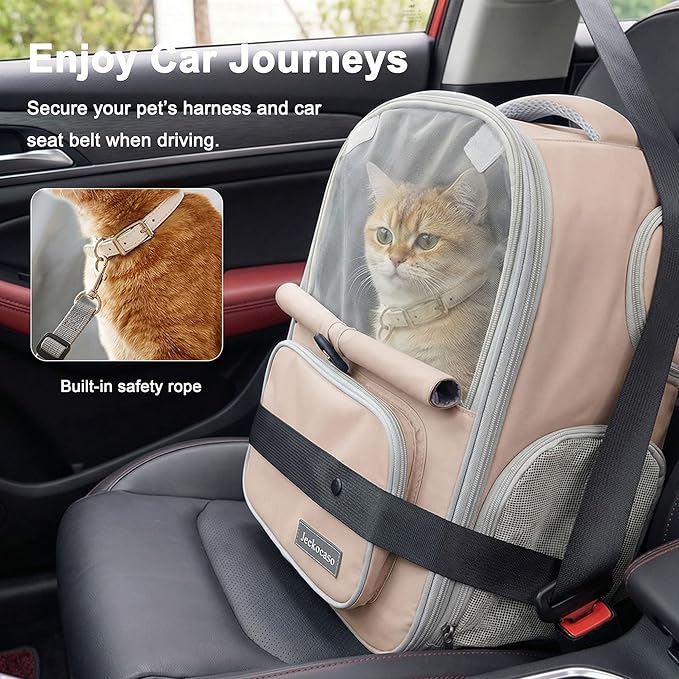 Cat Backpack Carrier Expandable, Breathable Mesh & Lockable Zippers & Shaded - Image 8