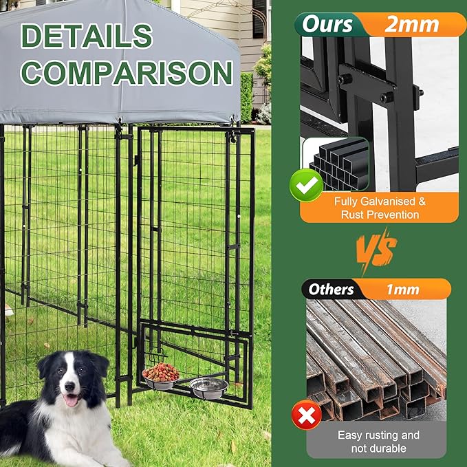 8x4x6 FT Outdoor Dog Kennels for Large Dogs, Heavy Duty Welded Wire Steel - Image 4