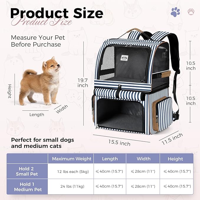 Double Cat Backpack Carrier for 2 Cats, Double-Compartment Pet Carrier Backpack - Image 2