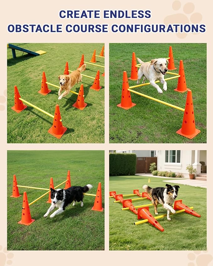 Dog Agility Course Backyard Set, Dog Agility Hurdle Cone Set - Image 5