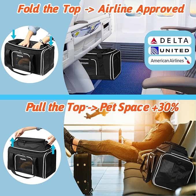 Petskd Top-Expandable Pet Carrier 18x11x11 Inches Delta American United Airline - Image 2