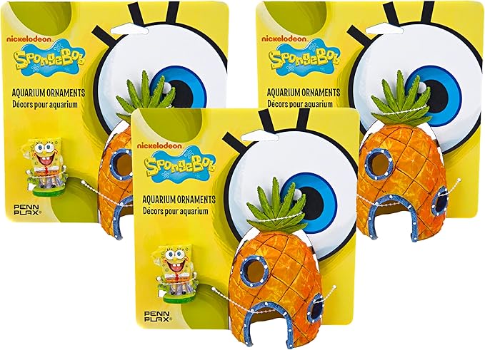 Penn-Plax Spongebob and Pineapple House Aquarium Ornament | 2 Piece Set | Great by Penn-Plax