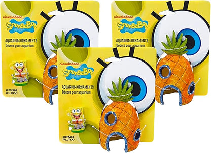 Penn-Plax Spongebob and Pineapple House Aquarium Ornament | 2 Piece Set | Great by Penn-Plax