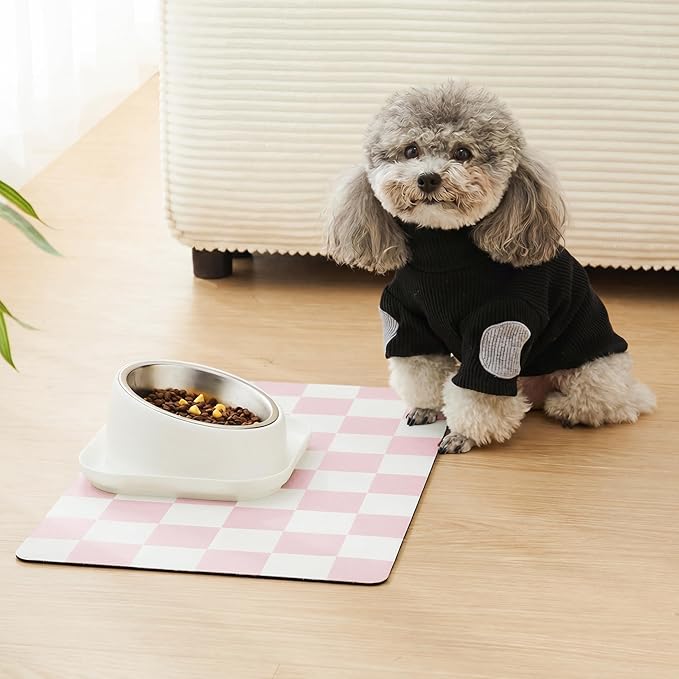 Checkered Dog Feeding Mat, Absorbent Mats - Image 2