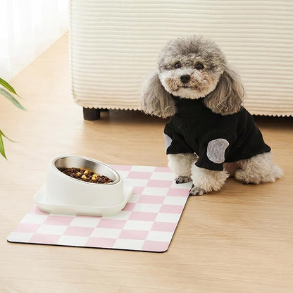 Checkered Dog Feeding Mat, Absorbent Mats - Image 2