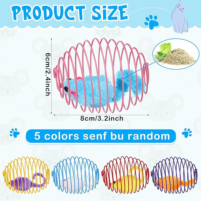 Jecery 5 Pcs Cat Spring Balls Toys Stretchable Rolling Balls Colorful Playful - Image 2