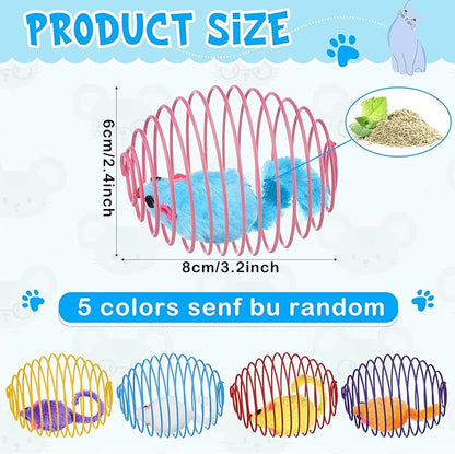 Jecery 5 Pcs Cat Spring Balls Toys Stretchable Rolling Balls Colorful Playful - Image 2