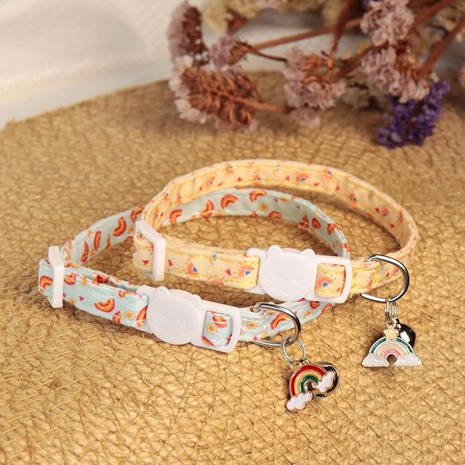 Cat Collars for Girl Cats & Boys, 2 Pack Soft Cotton Breakaway Collar - Image 2